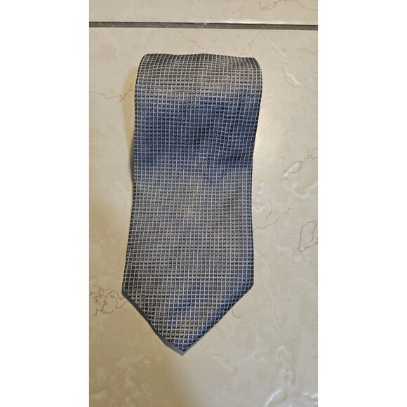 Lauren Ralph Lauren Mens Gray Tie Geometric Hand Made 100% Silk Made In USA - Picture 9 of 10